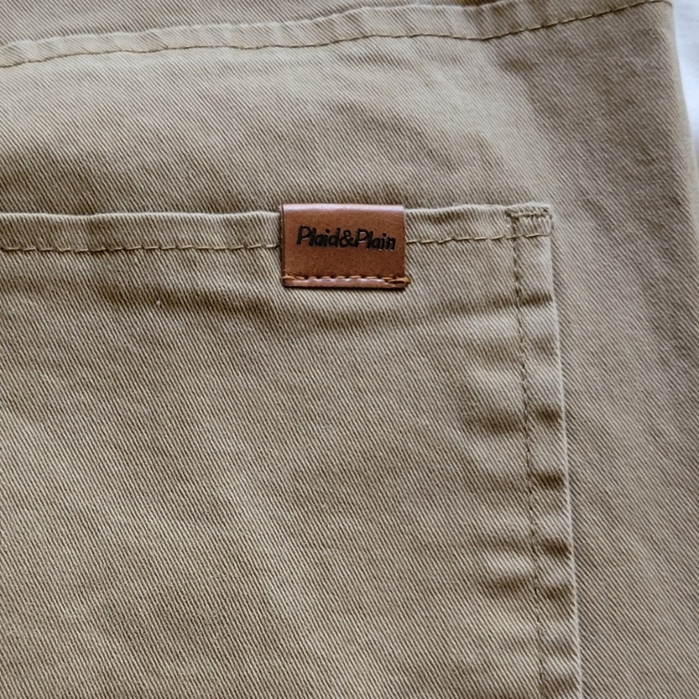 MENS | Plaid & Plain tan denim - Picture 3 of 4